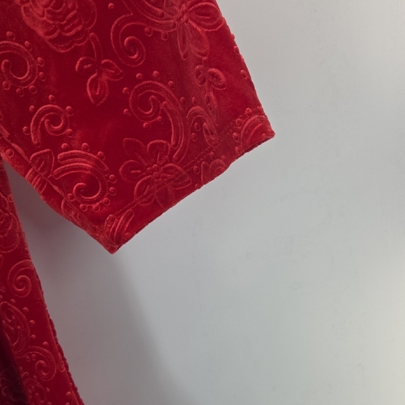 Ruby Rd Elegant Red Velvety Floral Tunic - Picture 10 of 16